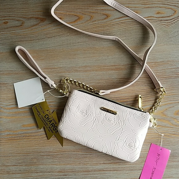 Betsey Johnson Handbags - Betsey Johnson Floral Charging Crossbody Clutch